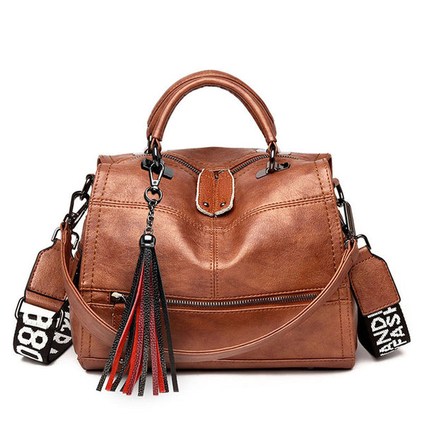 Designer Colored Strap Luxury Ladies Handbags Leather Women Messenger Bags Tassel Crossbody Bags for Female Small Shoulder Bag