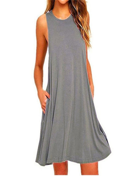 Summer Cotton Dress Women Sleeveless Beach Black Dress Casual Pocket Loose Dress Female Plus Size Dress Fashion Clothing