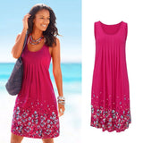 Sleeveless Floral Print Loose Beach Summer Dress Fashion Six Colors Casual Women Dress 2019 Sexy Dress Plus Size S-5XL