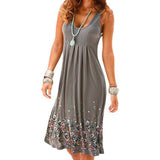 Sleeveless Floral Print Loose Beach Summer Dress Fashion Six Colors Casual Women Dress 2019 Sexy Dress Plus Size S-5XL