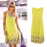 Sleeveless Floral Print Loose Beach Summer Dress Fashion Six Colors Casual Women Dress 2019 Sexy Dress Plus Size S-5XL
