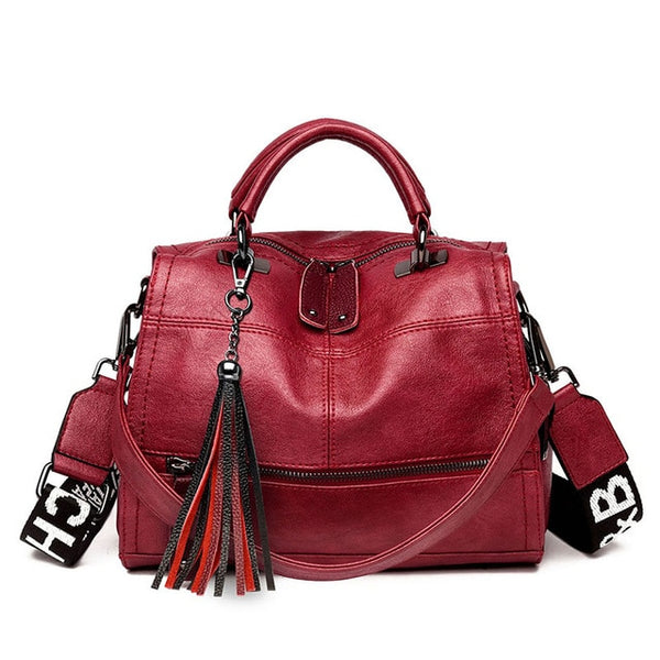 Designer Colored Strap Luxury Ladies Handbags Leather Women Messenger Bags Tassel Crossbody Bags for Female Small Shoulder Bag