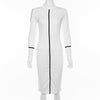 Simenual Casual Bodycon Women Long Dress Fashion Full Sleeve Striped Patchwork  Dresses Fashion Turtleneck Ladies Skinny Dresses