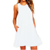 Summer Cotton Dress Women Sleeveless Beach Black Dress Casual  Pocket Loose Dress Female Plus Size Dress Fashion Clothing