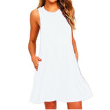 Summer Cotton Dress Women Sleeveless Beach Black Dress Casual  Pocket Loose Dress Female Plus Size Dress Fashion Clothing