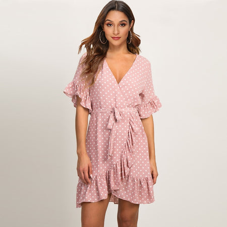 new Girls White Summer Bohemian Mini Dress Women Fashion Spring Solid White Mini Lace Casual Clothes V-neck Long Sleeve Dresses