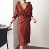 CHICEVER Bow Bandage Dresses For Women V Neck Long Sleeve High Waist Women's Dress Female Elegant Fashion Clothing New 2019