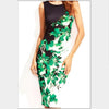 5XL Large Sizes 2019 Summer Fashion Sleeveless Print Dress Slim Bodycon Pencil Midi Office Dress Robe Plus Size Women Clothing