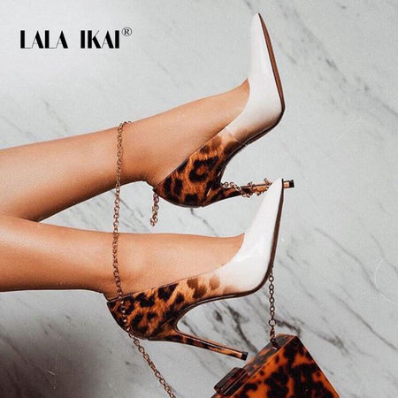 Eilyken PVC Transparent Leopard grain Pumps Heel Stilettos High Heels Womens Party Shoes Nightclub Pump Sandals 35-42
