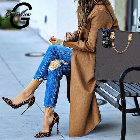 Eilyken PVC Transparent Leopard grain Pumps Heel Stilettos High Heels Womens Party Shoes Nightclub Pump Sandals 35-42