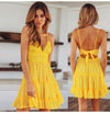Summer Women Lace Dress Sexy Backless V-neck Beach Dresses 2019 Fashion Sleeveless Spaghetti Strap White Casual Mini Sundress