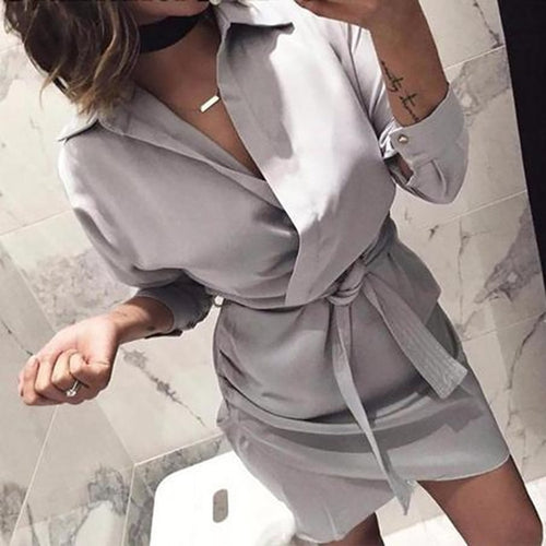 KANCOOLD Dress Women's Fashion Long Sleeve Autumn Dress Casual knotted Sheath sashes Dress women 2018Oct18