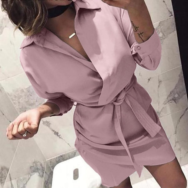 KANCOOLD Dress Women's Fashion Long Sleeve Autumn Dress Casual knotted Sheath sashes Dress women 2018Oct18
